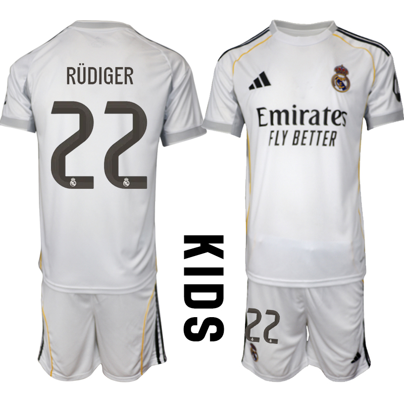 Youth 2025-2026 Club Real Madrid home white #22 Soccer Jersey  01